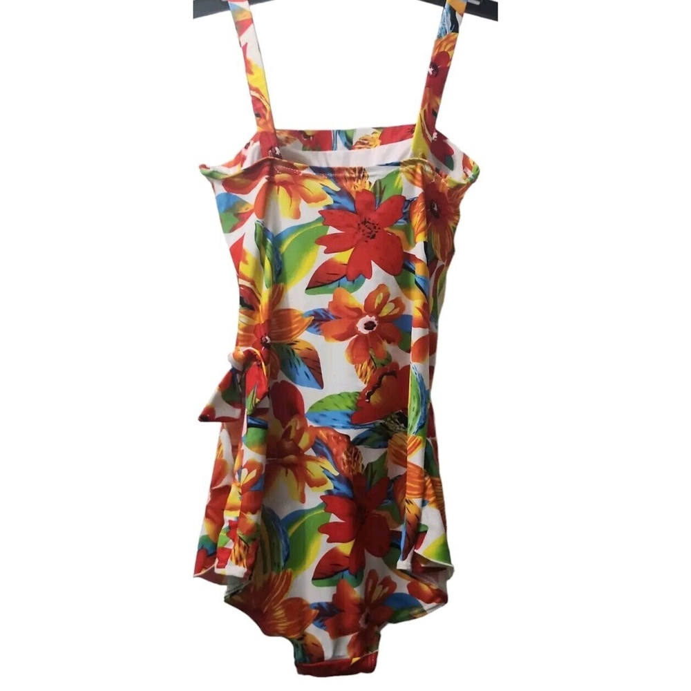 Island Pearls Floral Aloha One-Piece Swimsuit Women's 10 Summer Beachy Tropical‎ - Picture 2 of 7